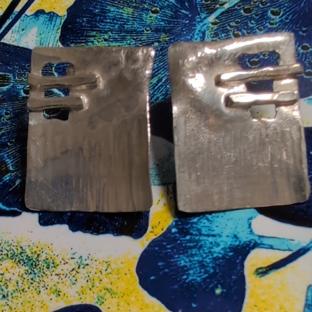 Source Unknown Silver Geometric Earrings - image 4